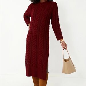 Hyacinth House XS NWT  Burgundy Cable Knit Sweater Dress
